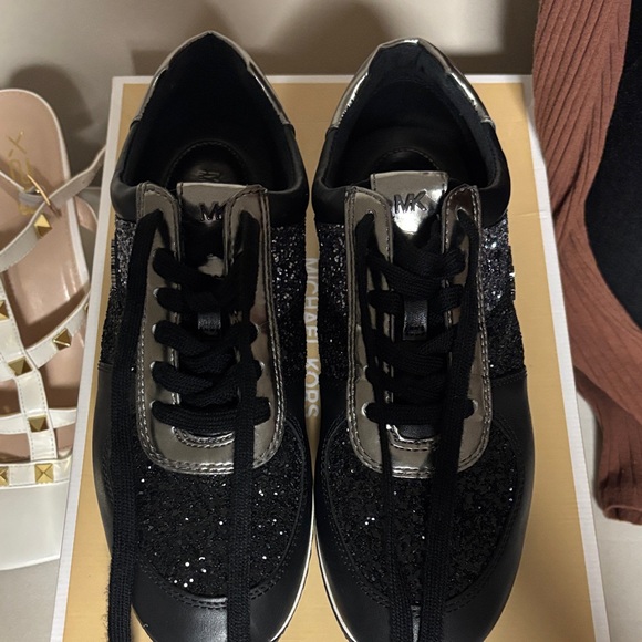 Michael Kors Black and Silver Glitter Sneakers - Picture 3 of 7